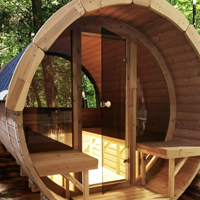 Barrelsauna met full glas in voorzijde